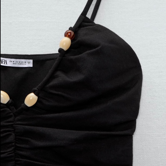 NWT ZARA Black Beaded Top Size Small - Picture 7 of 11